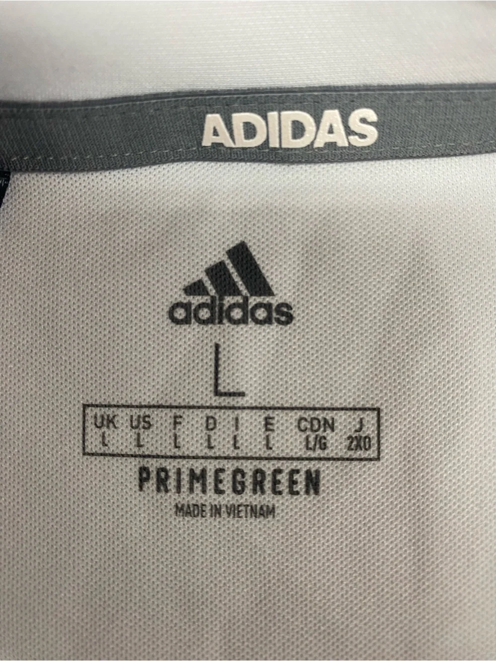 adidas White Polo with Blue Striped Chest Design Men’s Large